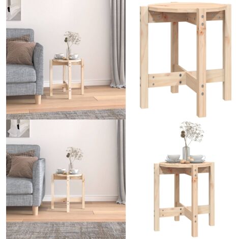 Mesa de centro de madera de pino maciza Ø 42,5x45 cm - Madera de pino - Mesa de centro de madera