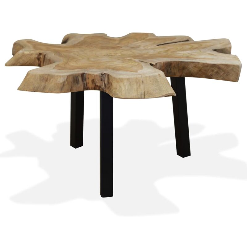 

Mesa de centro de madera de teca genuina 80x70x38 cm - Marrón
