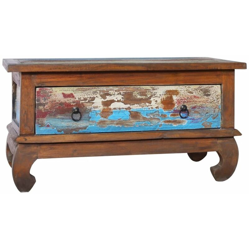 

Mesa de centro de madera de teca reciclada 80x50x40 cm