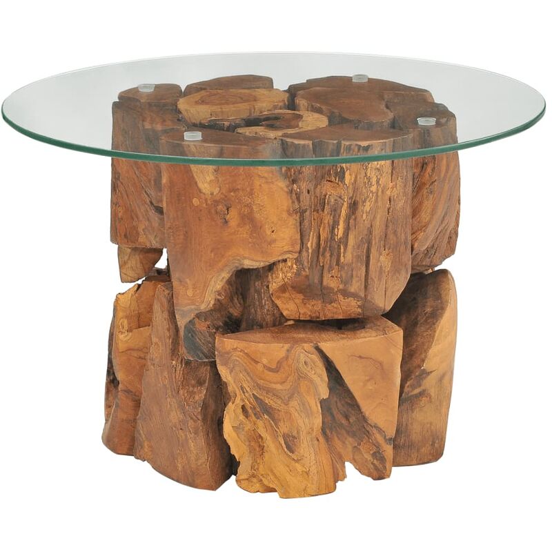 

Mesa de centro de madera flotante de teca maciza 60 cm - Marrón