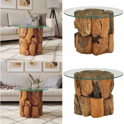 Mesa de centro de madera flotante de teca maciza 60 cm - Mesa de madera - Mesa de centro de teca