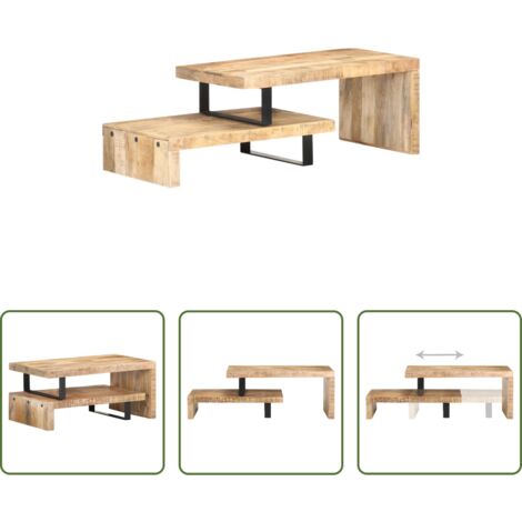 Mesa de centro de madera -  Juego de mesas de centro 2 unidades madera maciza de mango