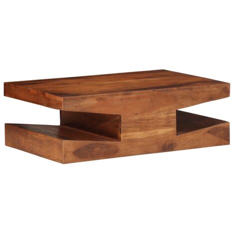 Mesa de centro de madera maciza 90x60x30 cm acacia