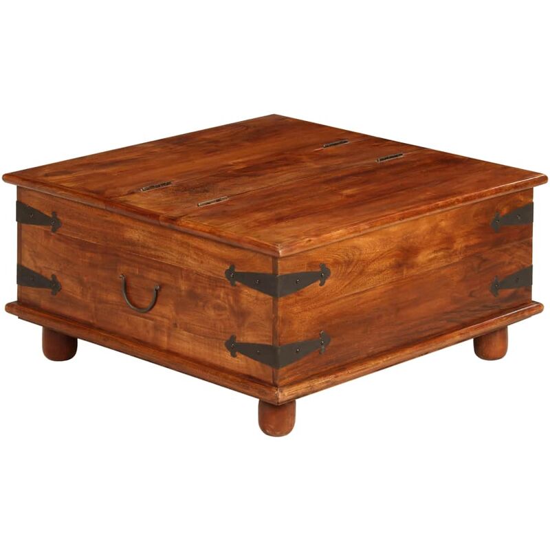 

Mesa de centro de madera maciza acabado de sheesham 80x80x40 cm