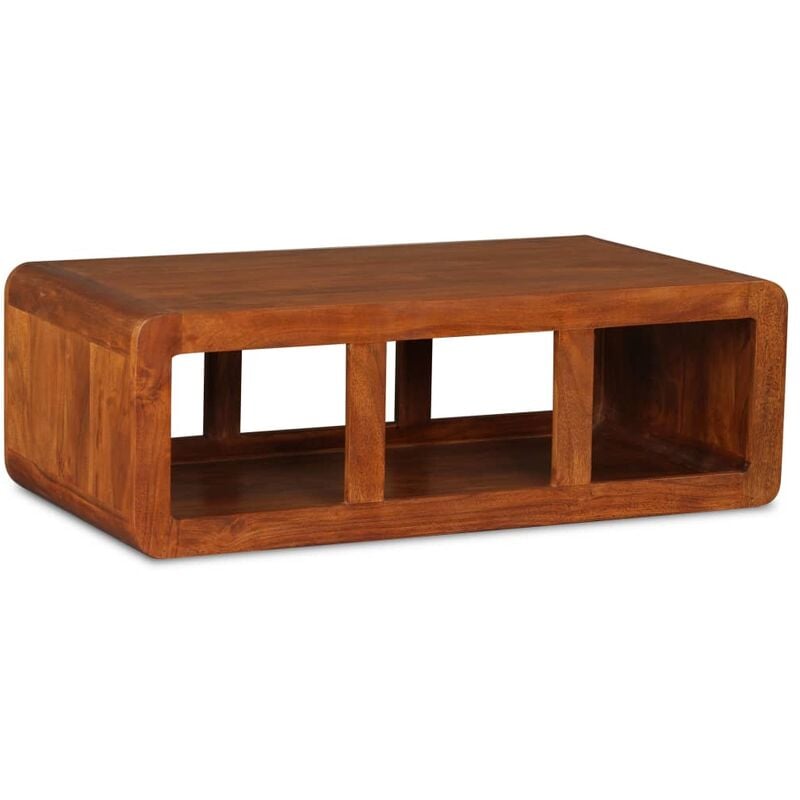 

Mesa de centro de madera maciza acabado de Sheesham 90x50x30 cm - Marrón