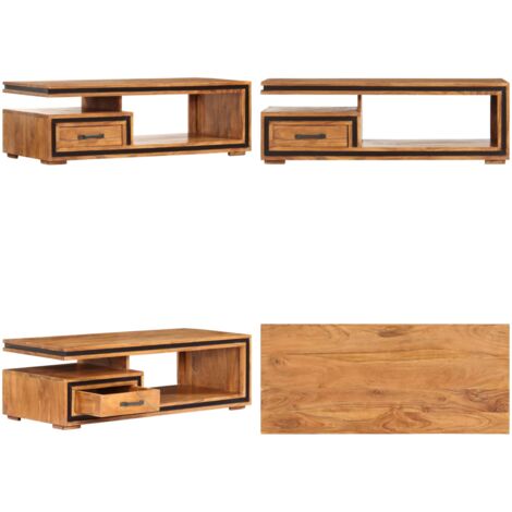 Mesa de centro de madera maciza de acacia 100x45x33 cm - Madera maciza - Acacia