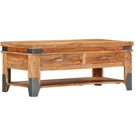 Mesa de centro de madera maciza de acacia 110x52x45 cm