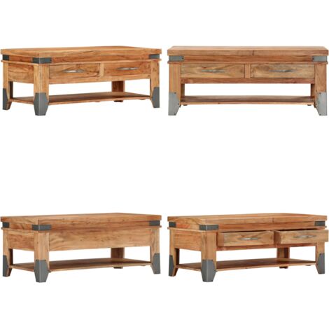 Mesa de centro de madera maciza de acacia 110x52x45 cm - Madera maciza - Acacia