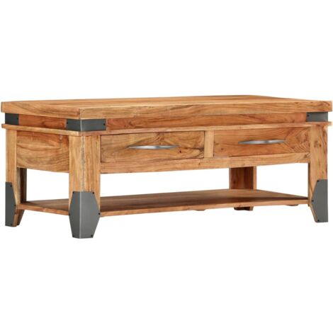 Mesa de centro de madera maciza de acacia 110x52x45 cm vidaXL