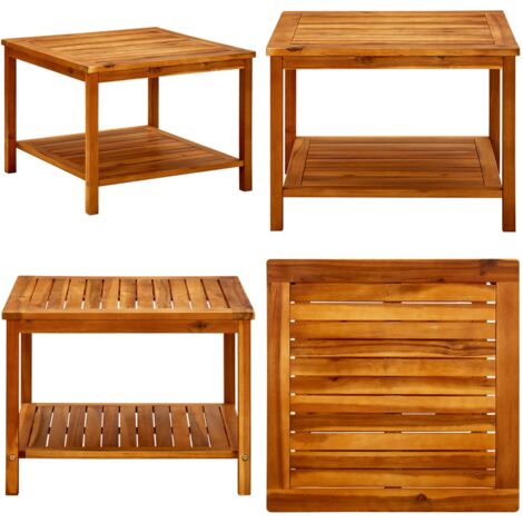 Mesa de centro de madera maciza de acacia 60x60x45 cm - Madera maciza - Acacia