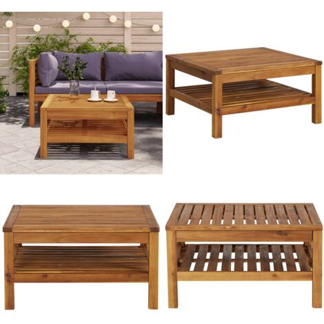 Mesa de centro de madera maciza de acacia 65x65x35 cm - Madera maciza - Acacia