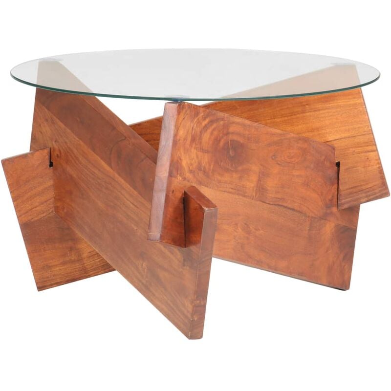 

vidaXL Mesa de centro de madera maciza de acacia 66 cm - Marrón