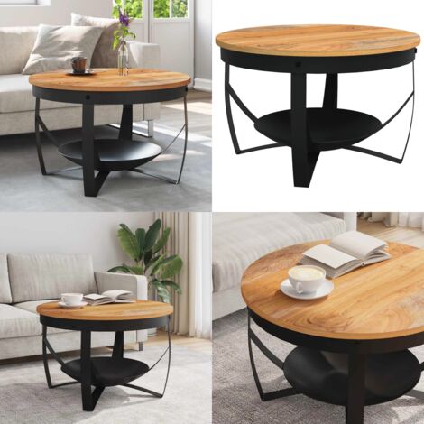 Mesa de centro de madera maciza de acacia Ø68x43 cm - Mesa de madera - Acacia