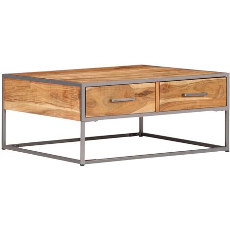 Mesa de centro de madera maciza de acacia 75x75x35 cm vidaXL - Marrón