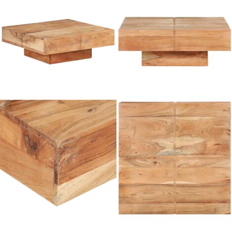 Mesa de centro de madera maciza de acacia 80x80x28 cm - Mesa de madera - Mesa de acacia