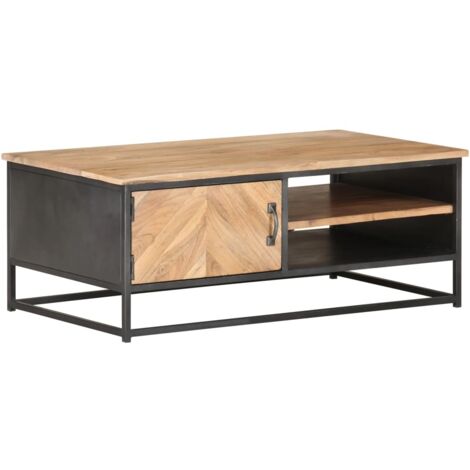 Mesa de centro de madera maciza de acacia 90x50x35 cm