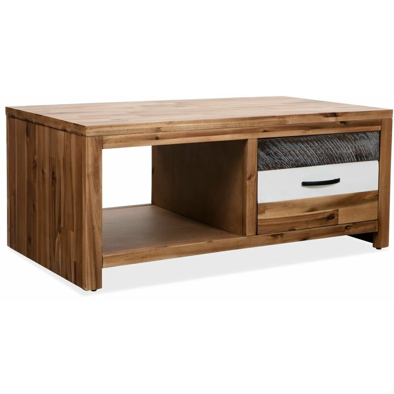 

Mesa de centro de madera maciza de acacia 90x50x37,5 cm