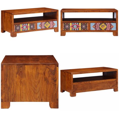 Mesa de centro de madera maciza de acacia 90x50x40 cm - Madera maciza - Acacia