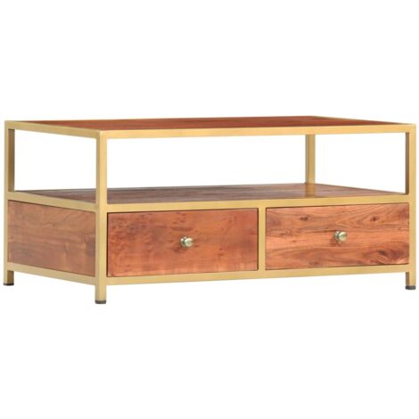 Mesa de centro de madera maciza de acacia 90x50x40 cm vidaXL