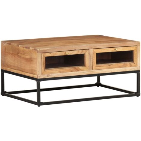 Mesa de centro de madera maciza de acacia 90x60x40 cm
