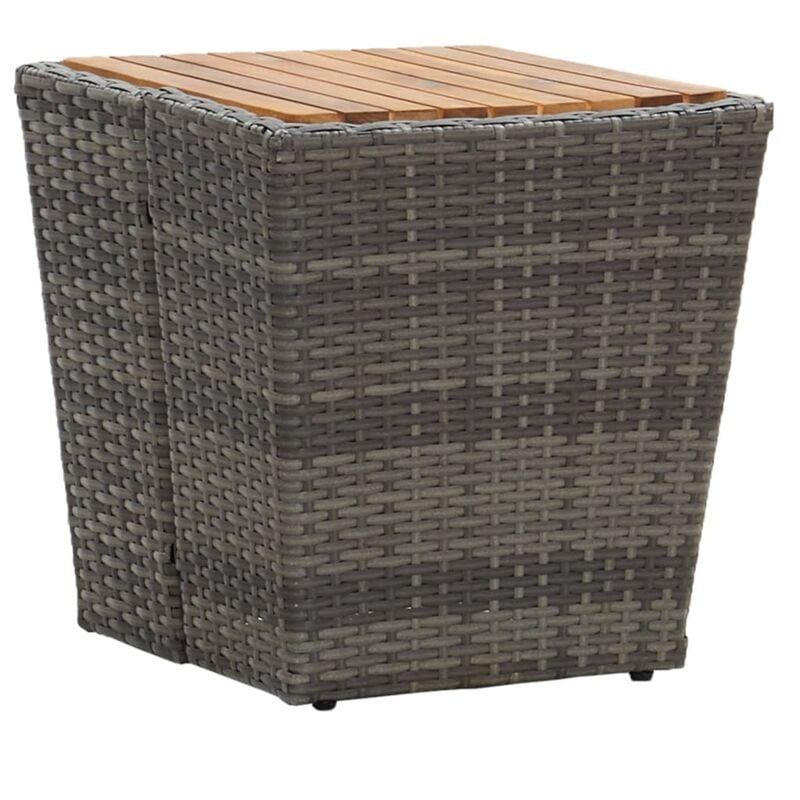 

vidaXL Mesa de centro ratán PE y acacia maciza gris 41,5x41,5x43 cm - Gris