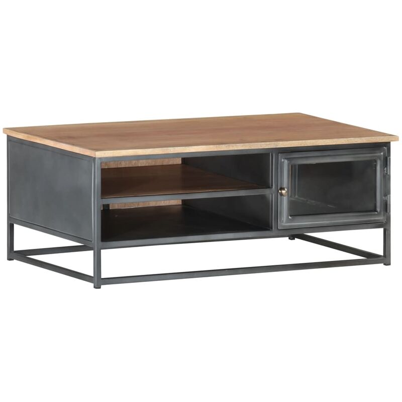 

Mesa de centro de madera maciza de acacia gris 90x50x35 cm - Gris