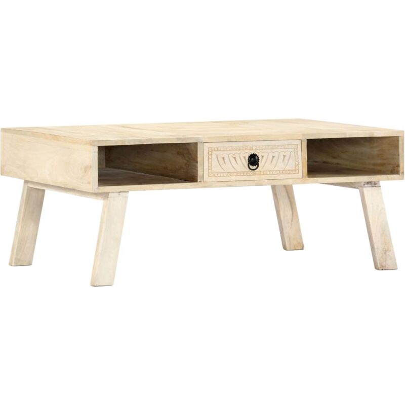 

vidaXL Mesa de centro de madera maciza de mango 100x60x40 cm - Beige