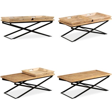 Mesa de centro de madera maciza de mango 110x55x42 cm - Madera maciza - Mesa de salón