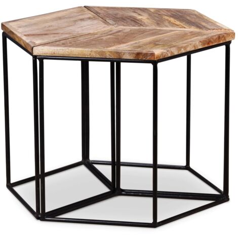 Mesa de centro de madera maciza de mango 56x48x40 cm