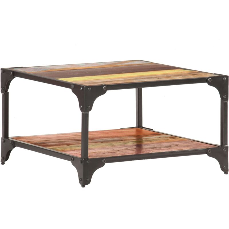 

vidaXL Mesa de Centro 60x60x35 cm de Madera Maciza Reciclada - Multicolor