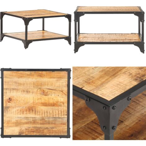 Mesa de centro de madera maciza de mango 60x60x35 cm - Madera de mango - Mesa decorativa