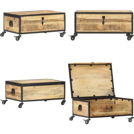 Mesa de centro de madera maciza de mango 70x50x33 cm - Madera maciza - Mango