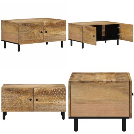 Mesa de centro de madera maciza de mango 80x50x40 cm - Madera de mango - Mesa de salón