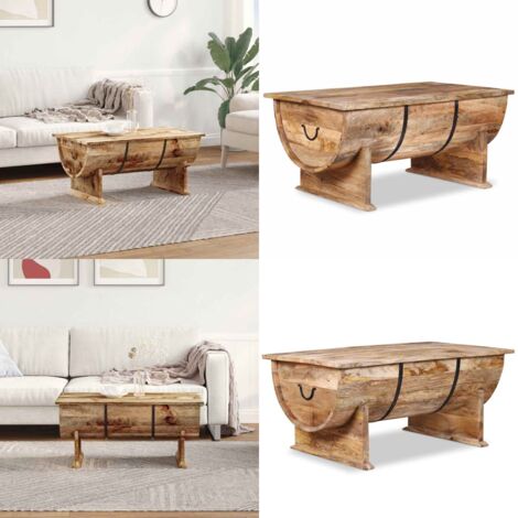 Mesa de centro de madera maciza de mango 88x50x40 cm - Mesa de madera - Mesa vintage