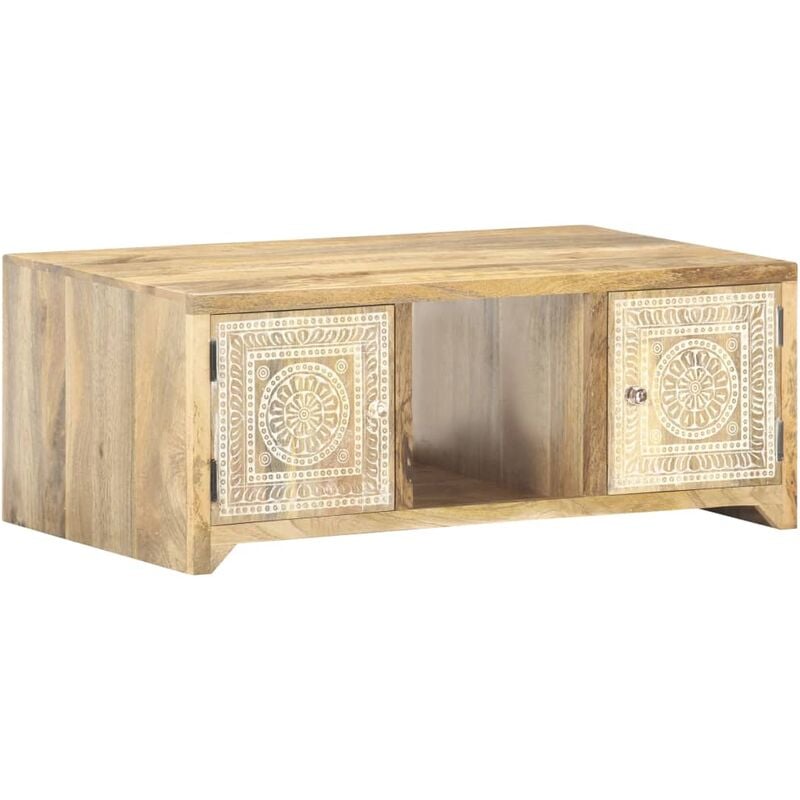 

Mesa de centro de madera maciza de mango 90x50x35 cm - Marrón