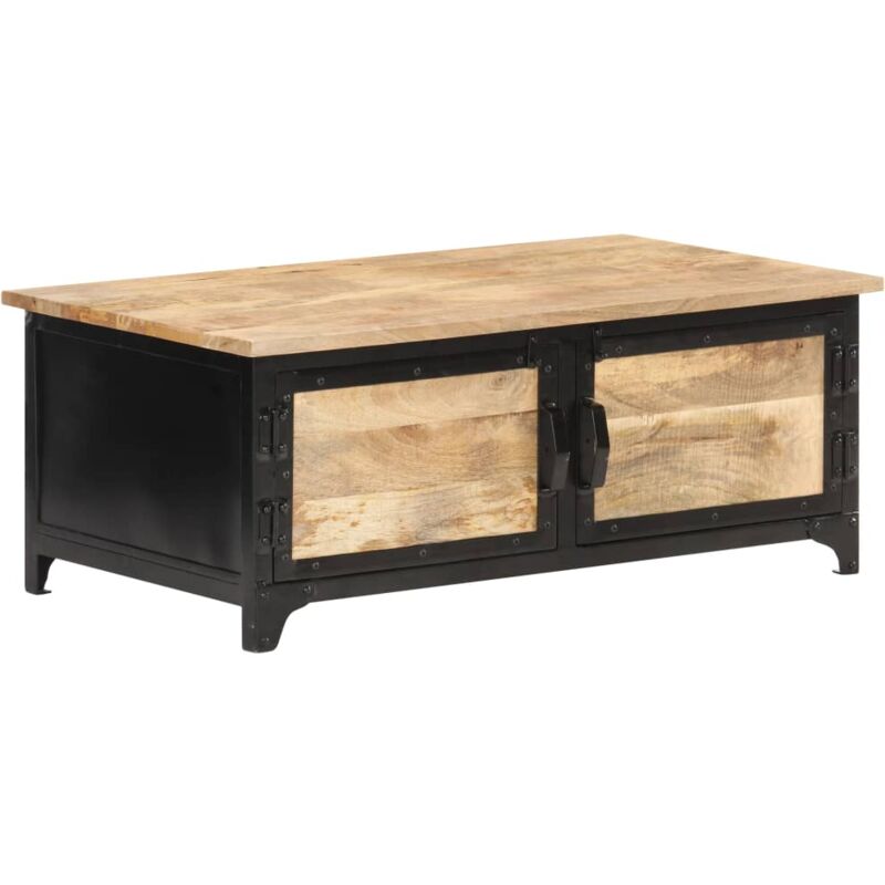 

Mesa de centro de madera maciza de mango 90x50x35 cm - Negro - Vidaxl