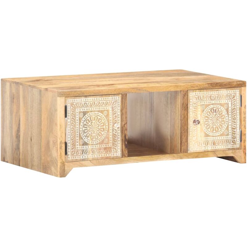 

Mesa de centro de madera maciza de mango 90x50x35 cm - Marrón - Vidaxl