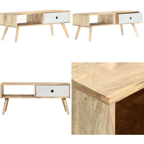 Mesa de centro de madera maciza de mango 90x50x40 cm - Madera maciza - Mango