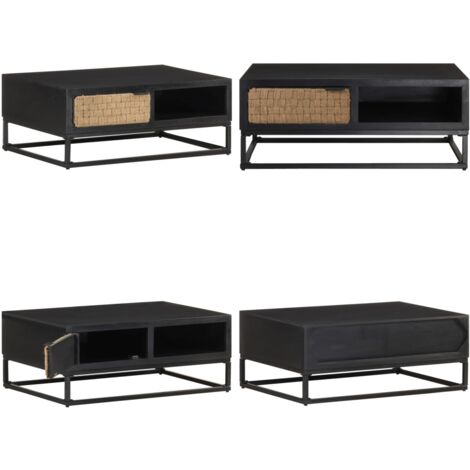 Mesa de centro de madera maciza de mango 90x60x35 cm - Madera maciza - Mango