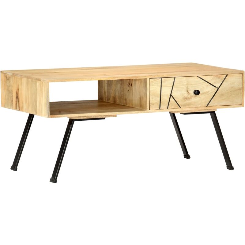 

Mesa de Centro de Madera Maciza de Mango Negro - Marrón - Vidaxl