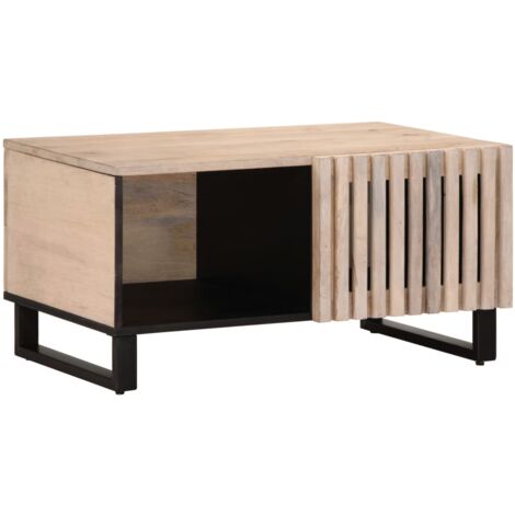 Mesa de centro de madera maciza de mango blanca 80x51x40 cm vidaXL
