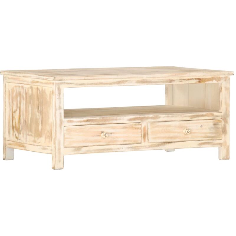 

Mesa de centro de madera maciza de mango blanco 90x50x40 cm