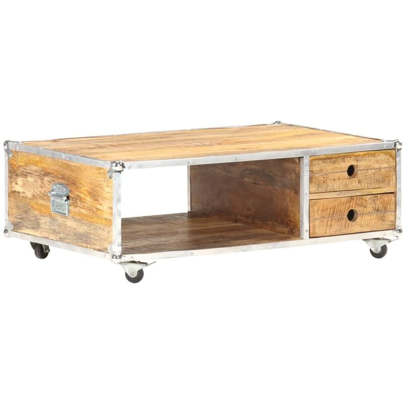 

Mesa de centro de madera maciza de mango en bruto 89x59x33 cm - Marrón