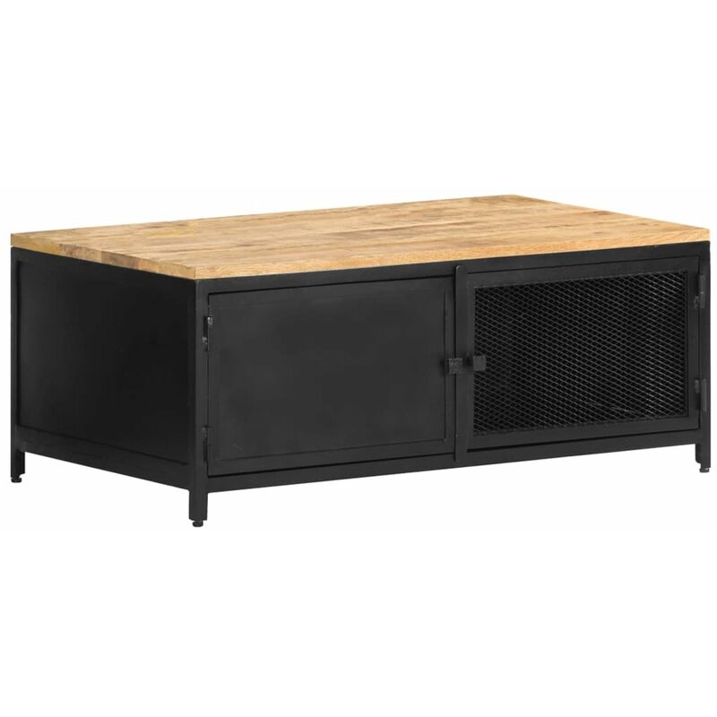 

Mesa de centro de madera maciza de mango en bruto 90x50x37 cm