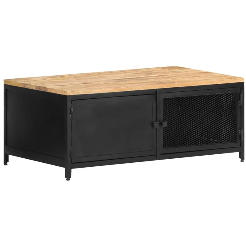

Mesa de centro de madera maciza de mango en bruto 90x50x37 cm