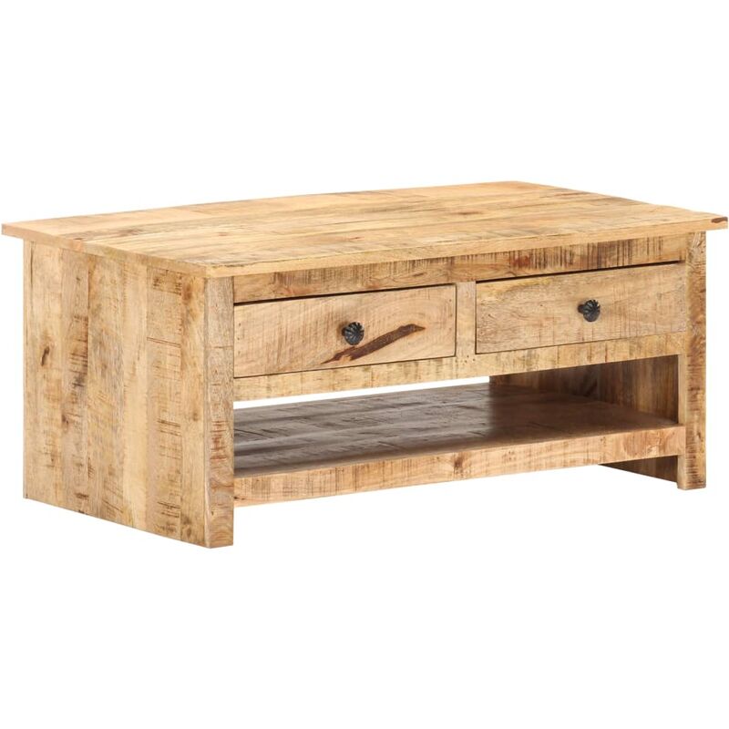 

Mesa de centro de madera maciza de mango rugosa 88x50x38 cm - Marrón - Vidaxl