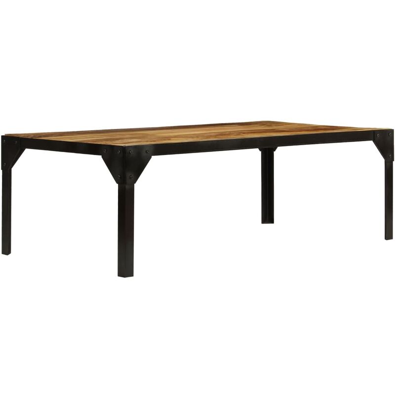 

vidaXL Mesa de centro de madera maciza de mango rugosa y acero 110 cm - Marrón