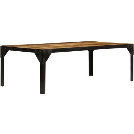 Mesa de centro de madera maciza de mango rugosa y acero 110 cm vidaXL
