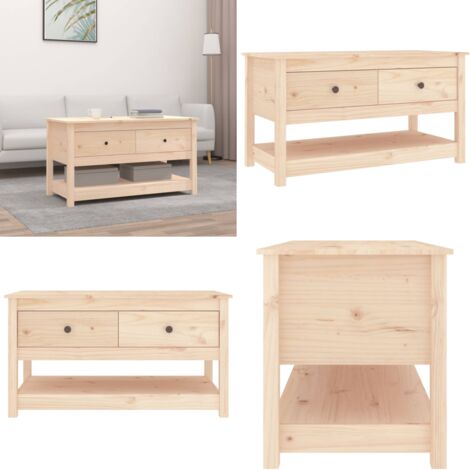 Mesa de centro de madera maciza de pino 102x49x55 cm - Mesa de madera - Mesa de pino
