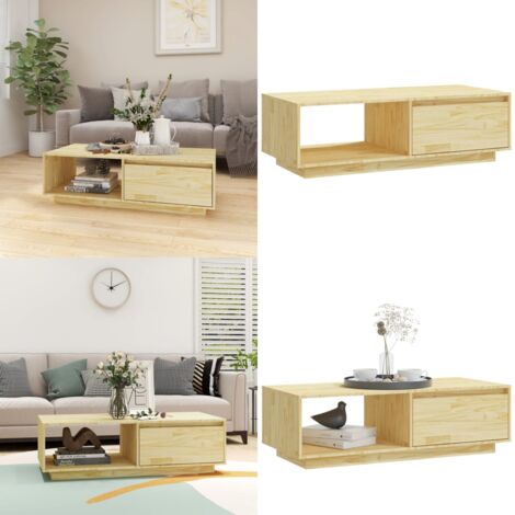 Mesa de centro de madera maciza de pino 110x50x33,5 cm - Mesa de madera - Mesa de pino